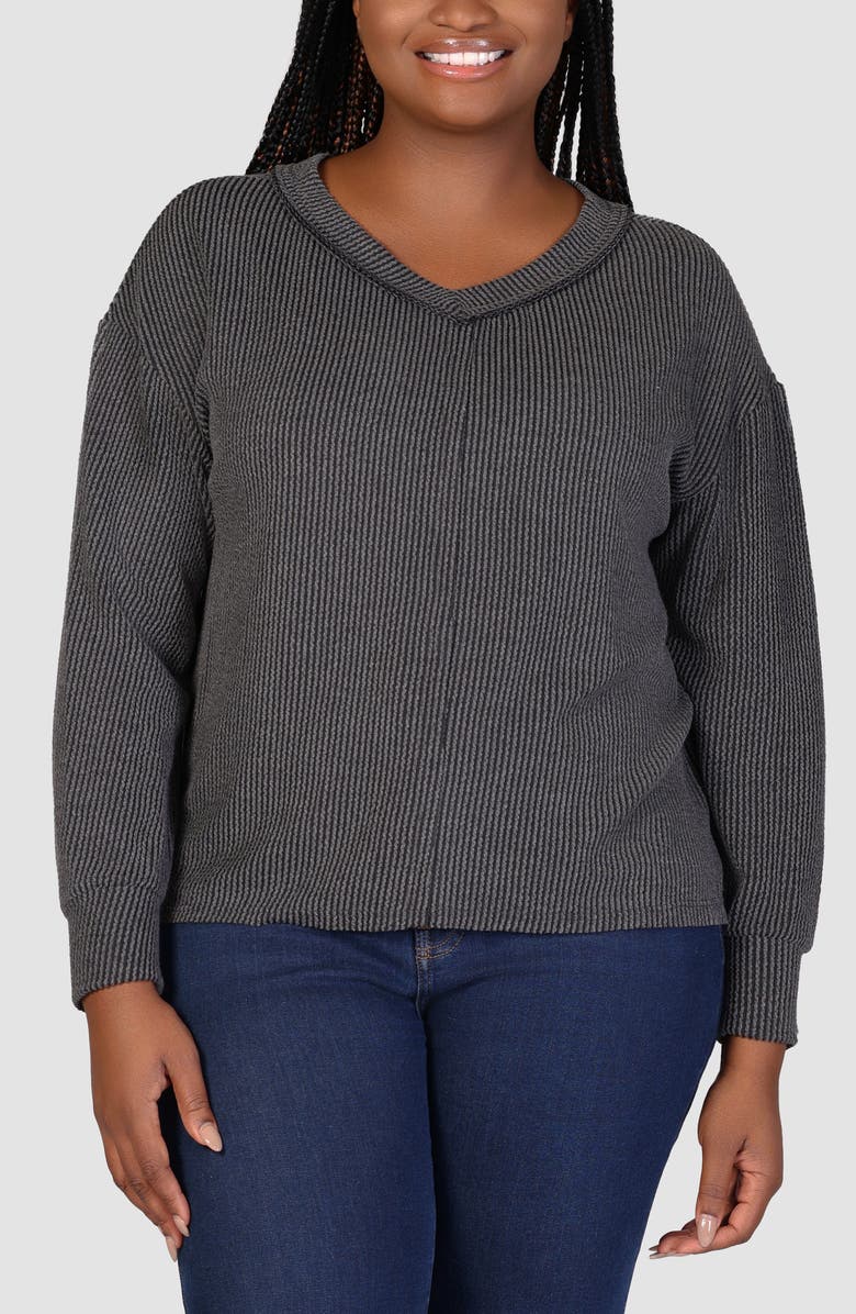 24seven Comfort Apparel Textured Stripe Knit Top, Main, color,