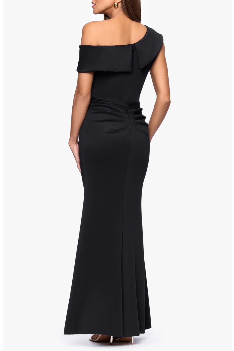 Ruffle One-Shoulder Scuba Knit Gown, Alternate, color, BLACK