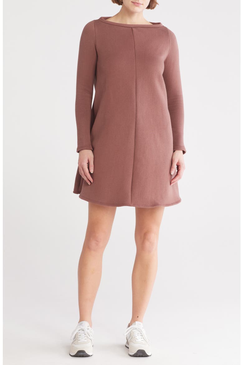 Long Sleeve Sweater Dress, Main, color, MILK CHOCOLATE FRENCH TERRY