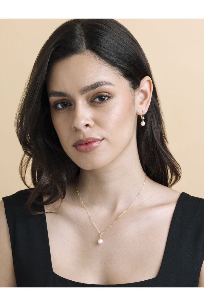 14K Gold White Akoya Cultured Pearl & Diamond Michelle Jewelry Set, Alternate, color, Yellow Gold