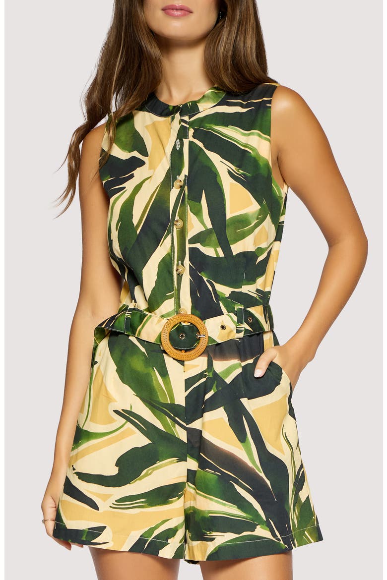 Palm Serenade Cotton Romper, Alternate, color, GREEN-MULTI