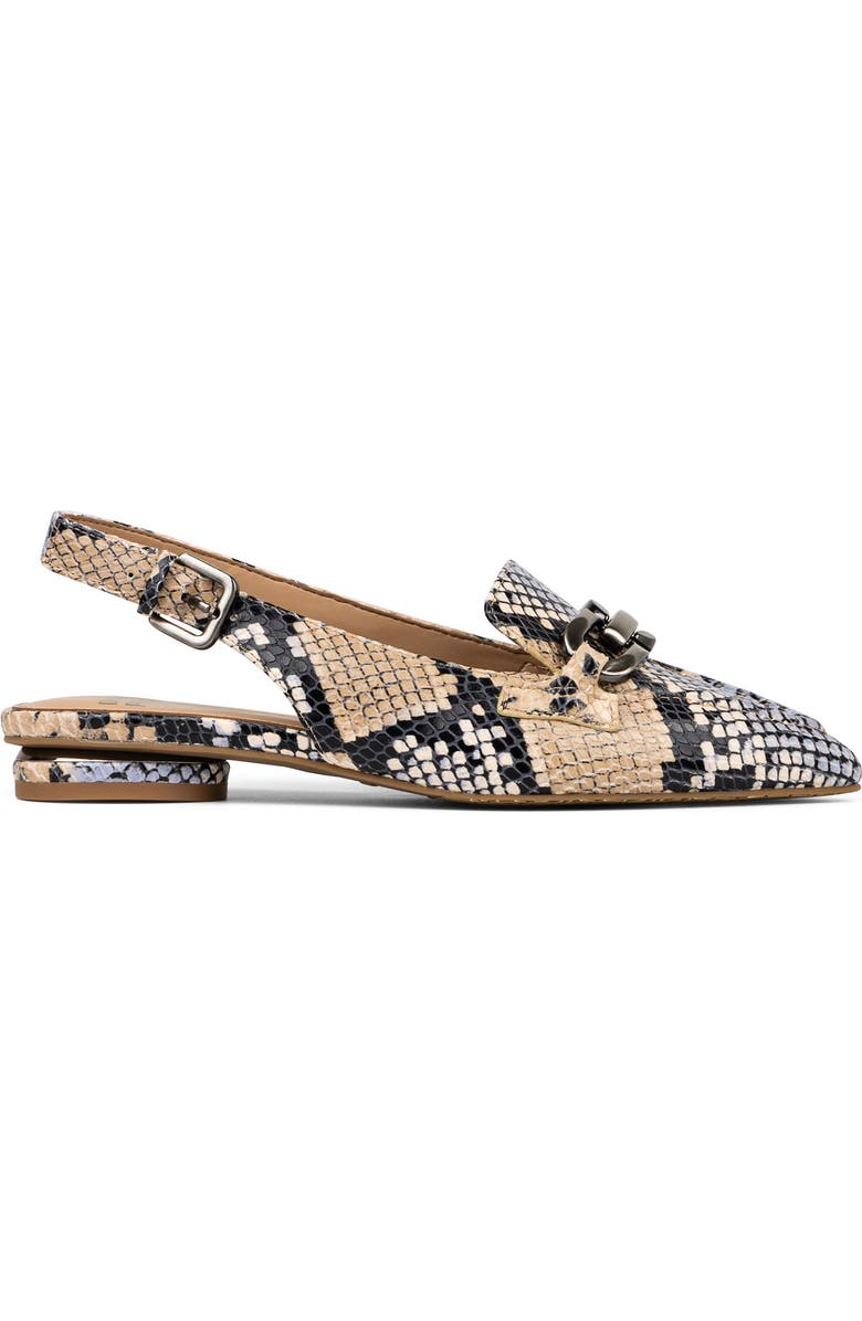 Donald Pliner Snakeskin Print Slingback Loafer Mule, Alternate, color, Light Denim Embossed