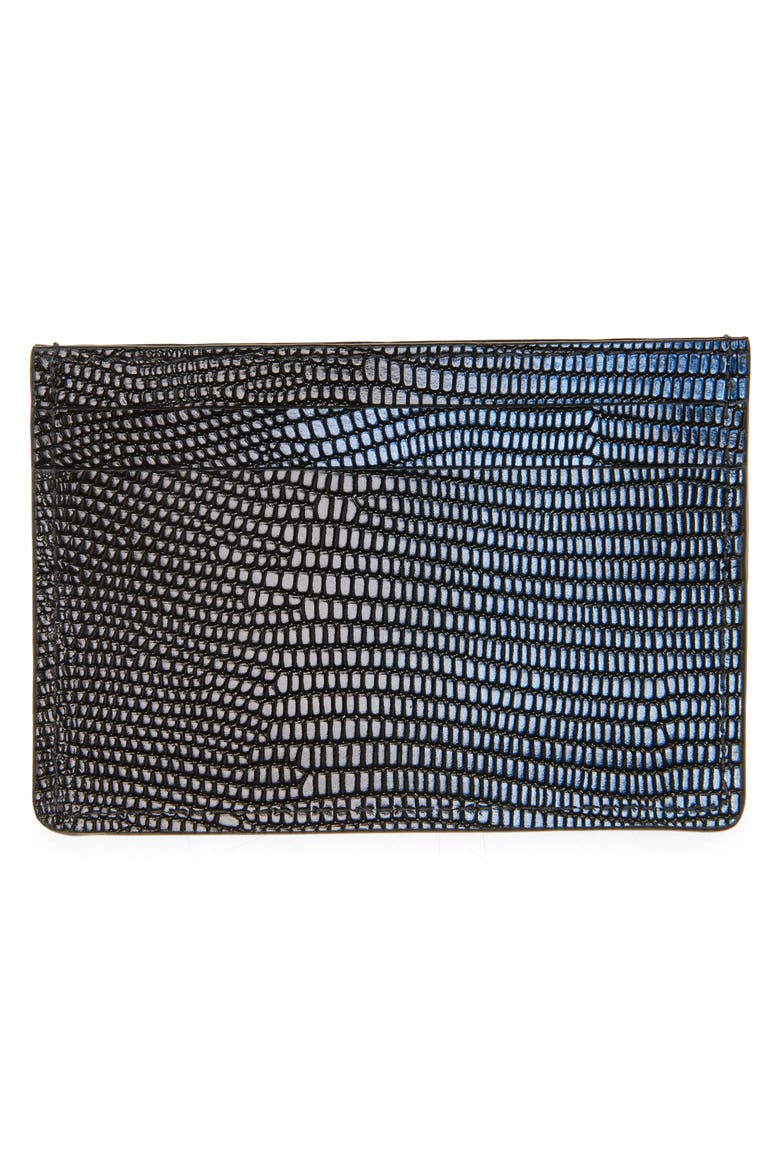 Lizard Embossed Leather Card Case, Alternate, color, BLUE