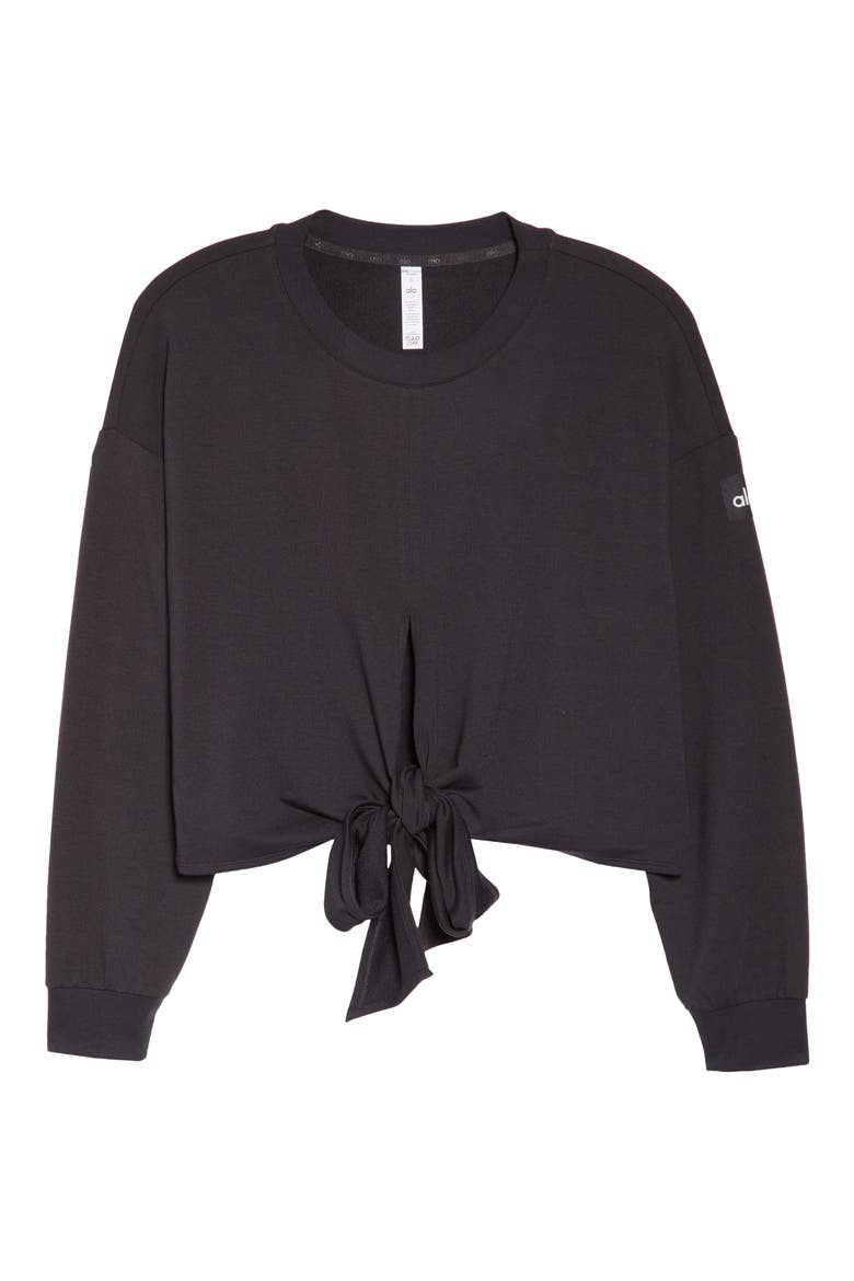 Dreamy Wrap Crop Sweatshirt, Alternate, color, BLACK
