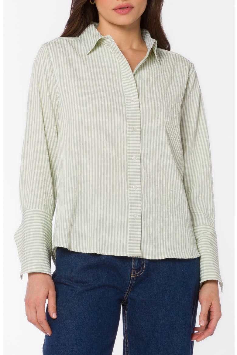 Amaya Seersucker Button-Up Shirt, Main, color, MUTED SAGE STRIPE