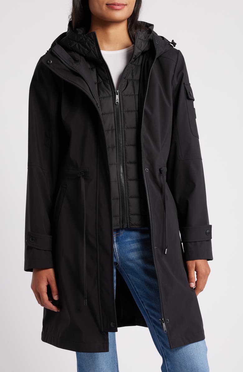 Sam Edelman Hooded Longline Parka, Main, color, Black