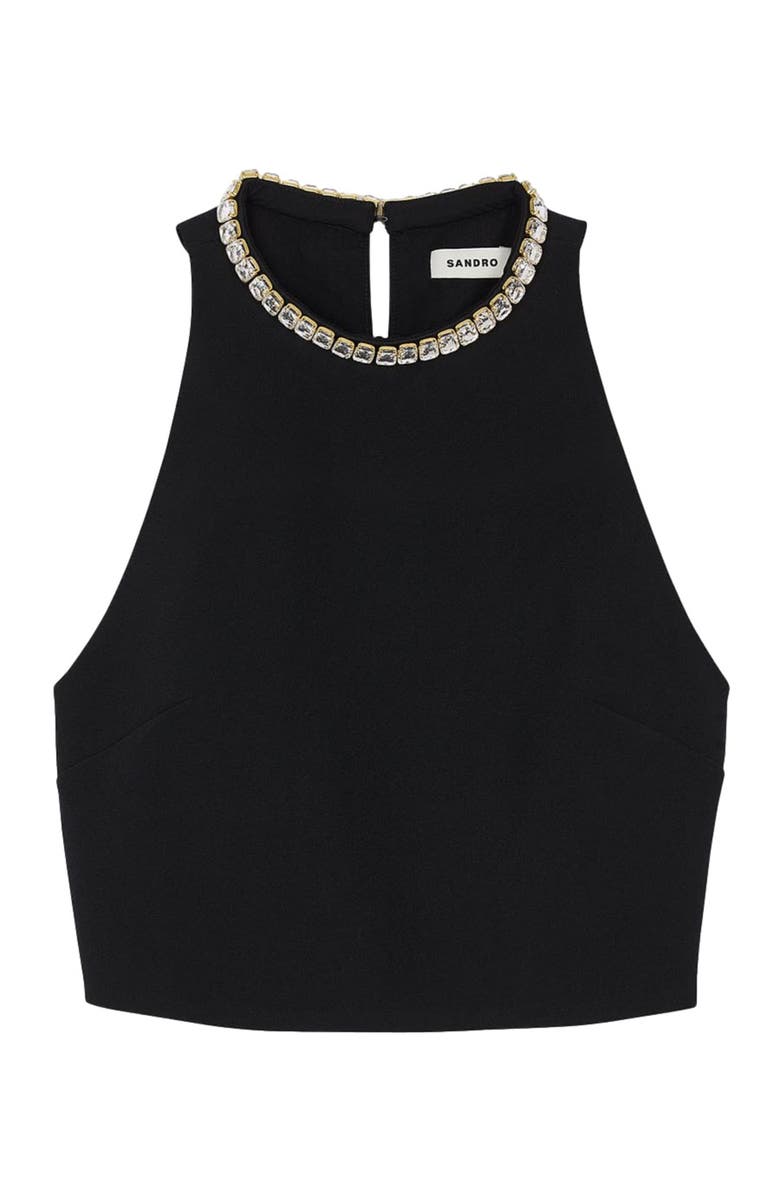 SANDRO Rhinestone crop top, Alternate, color, 
