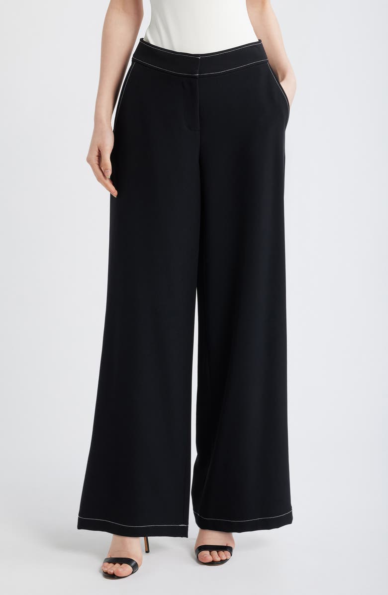 Tahari ASL Wide Leg Pants, Main, color, Black White