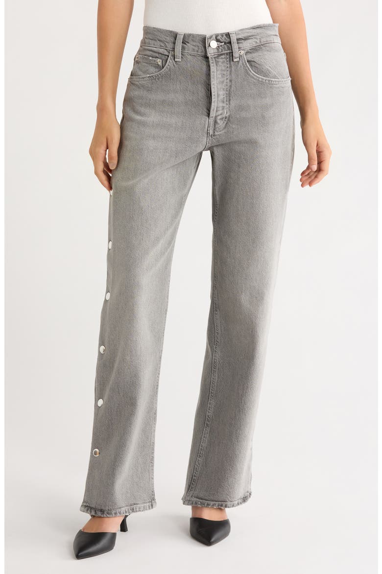 Del Mar High Waist Wide Leg Boyfriend Jeans, Main, color, STONE GREY