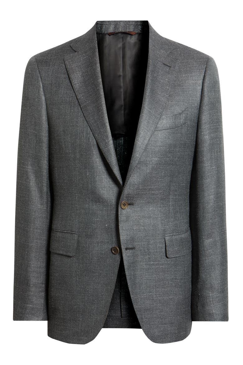 Grey Slub Wool & Silk Blend Sport Coat, Alternate, color, GREY