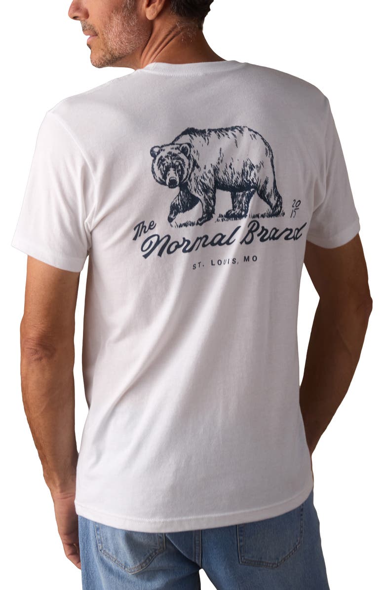 The Normal Brand Illustrated Bear Graphic T-Shirt, Alternate, color, White