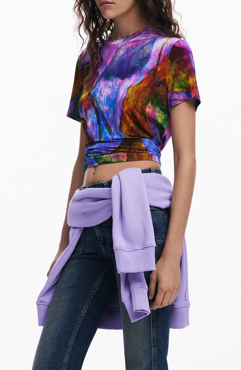Desigual Abstract Print T-Shirt, Alternate, color, Lavender Multi