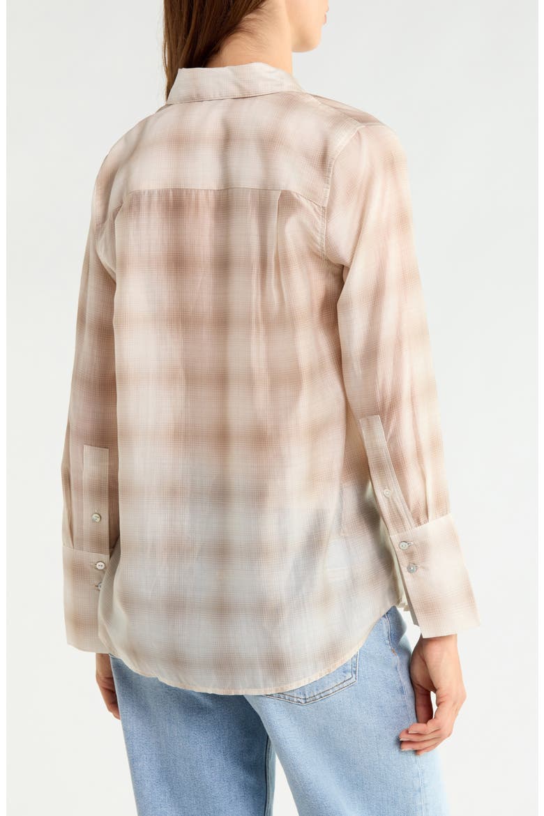 Bishop Plaid Button-Up Shirt, Alternate, color, MINK VANILLA