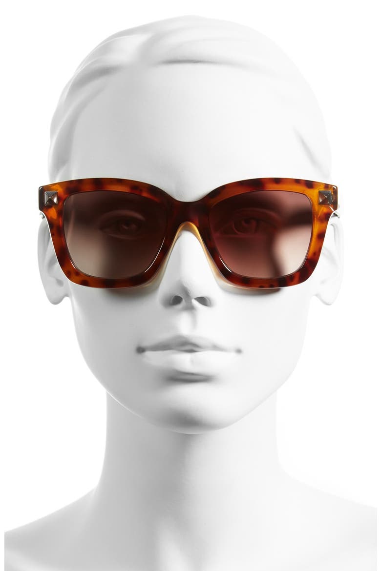 'Rockstud' 53mm Retro Sunglasses, Alternate, color, BROWN