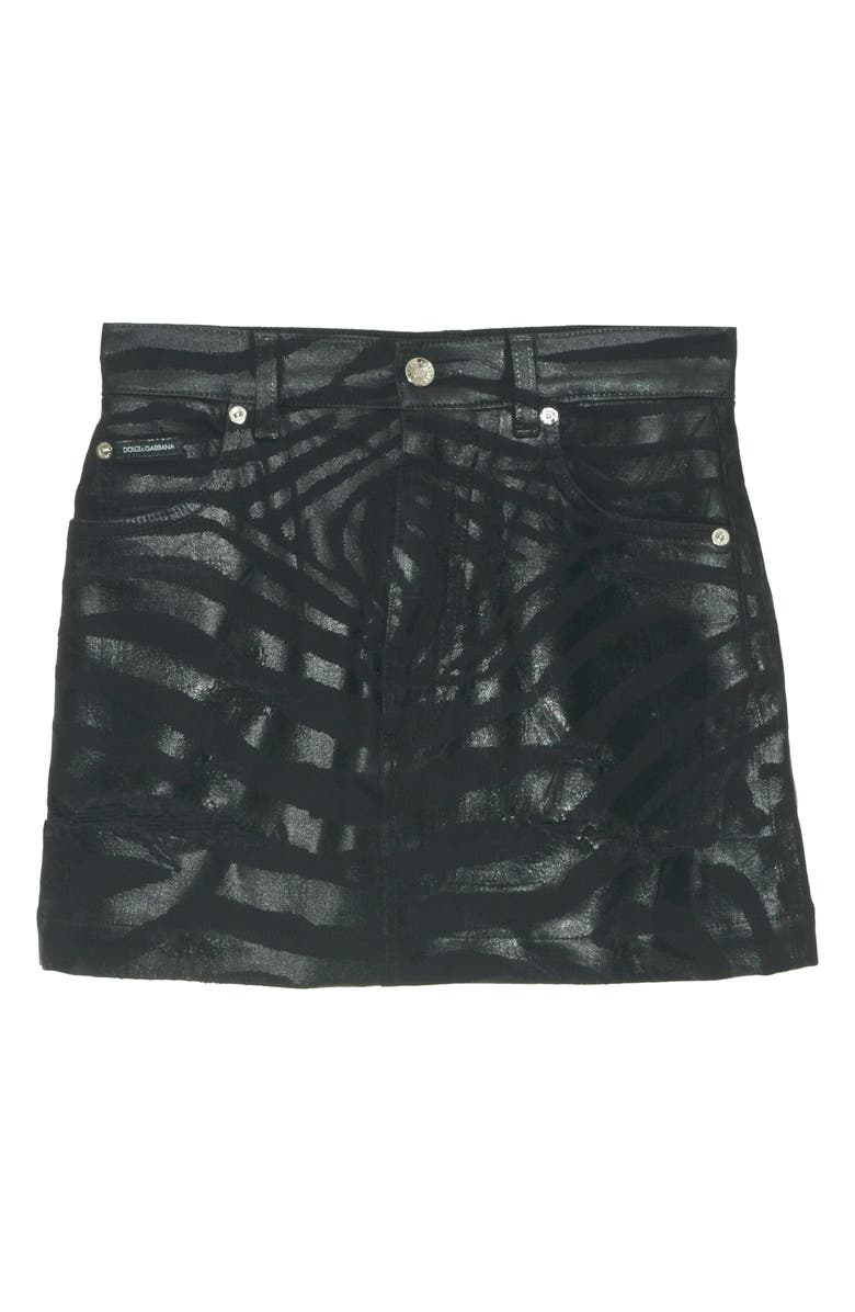 Dolce&Gabbana Laminated Denim Miniskirt, Alternate, color,