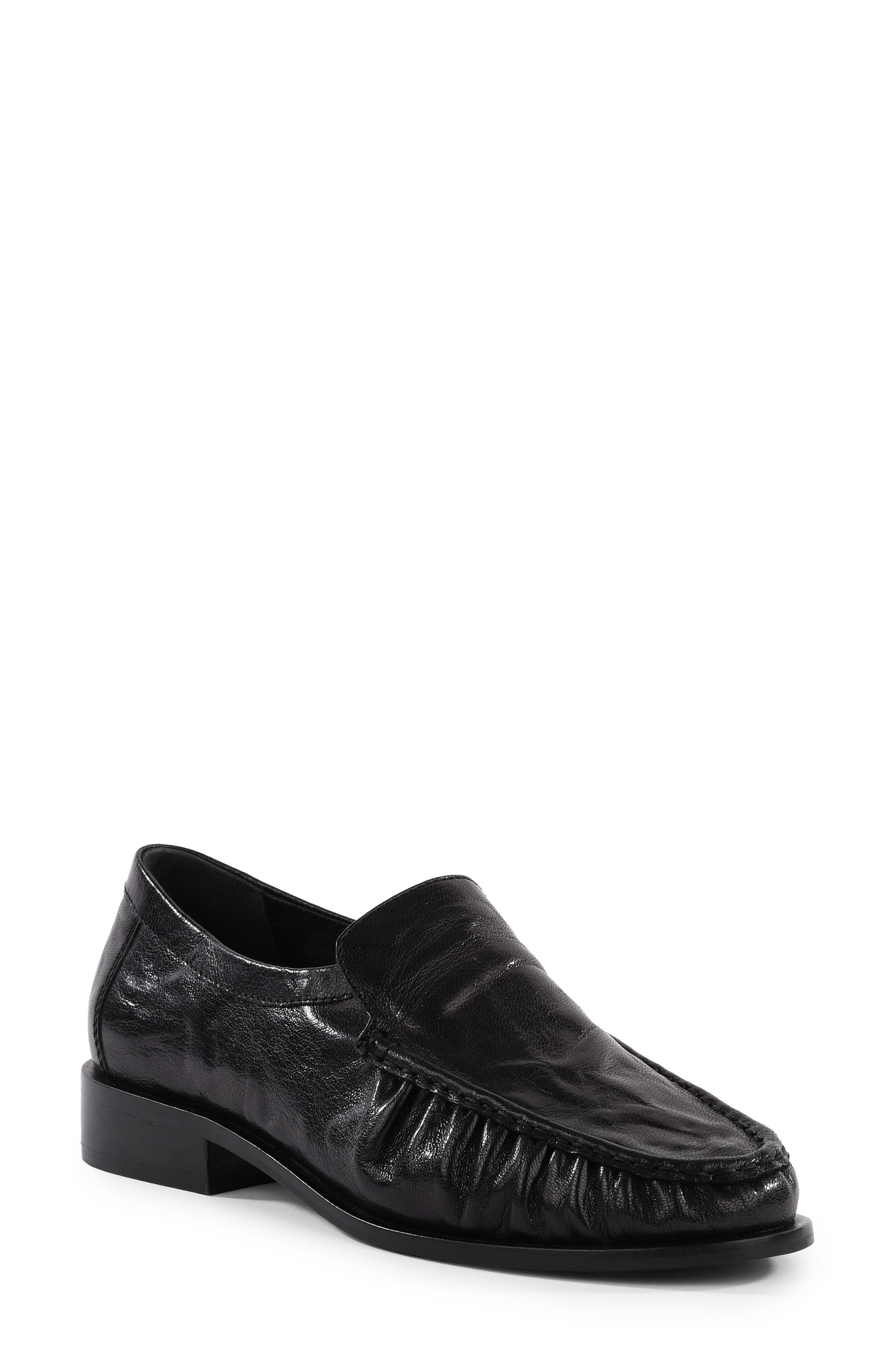Hideaway Leather Loafer, Main, color, BLACK