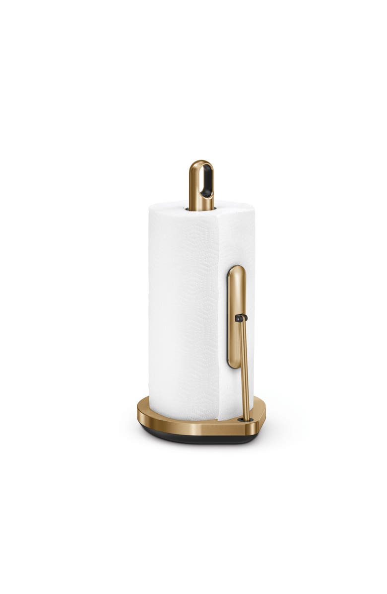 simplehuman tension arm paper towel holder, Main, color, Brass
