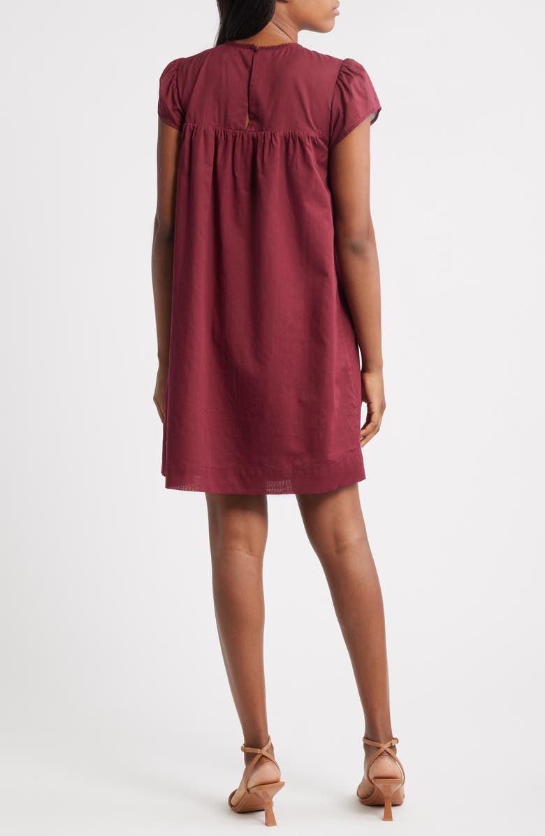Charles Henry Pintuck Cotton Minidress, Alternate, color, Burgundy