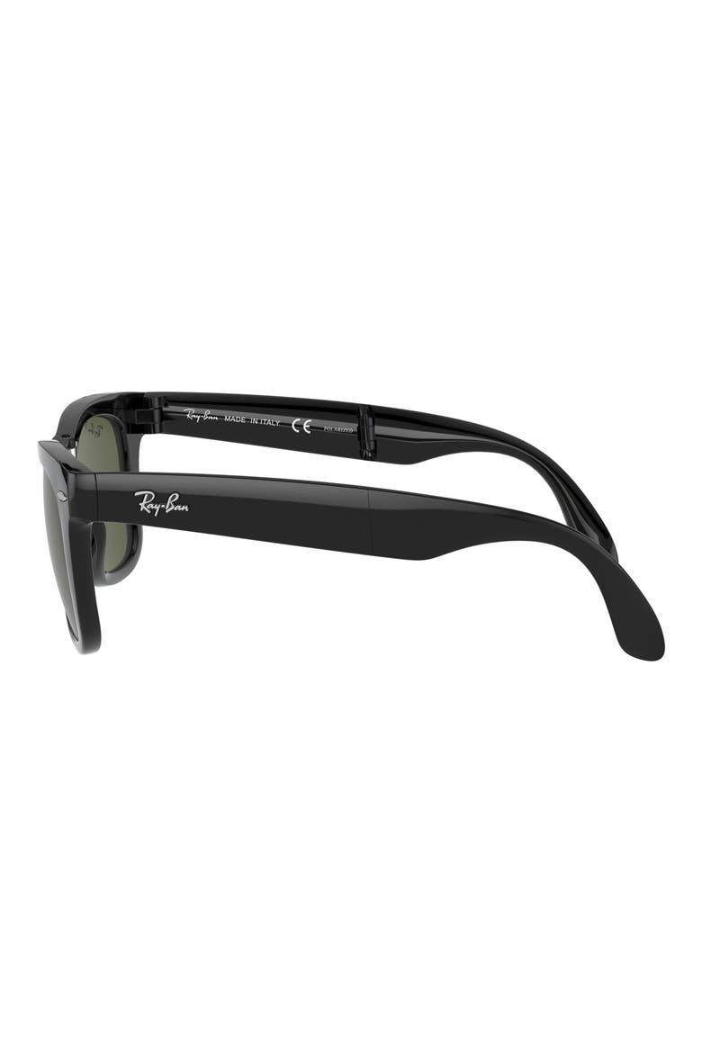 Wayfarer 50mm Polarized Folding Sunglasses, Alternate, color, BLACK/ GREEN SOLID