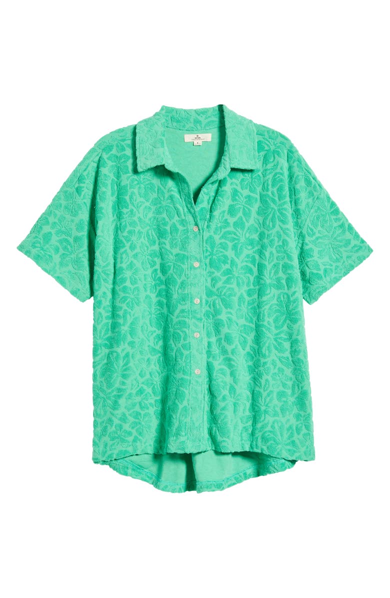 Rip Curl Las Dalias Short Sleeve Terry Button-Up Shirt, Alternate, color, Light Green
