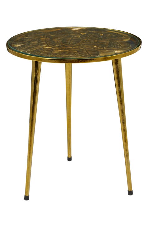 Gold Aluminum Contemporary Accent Table