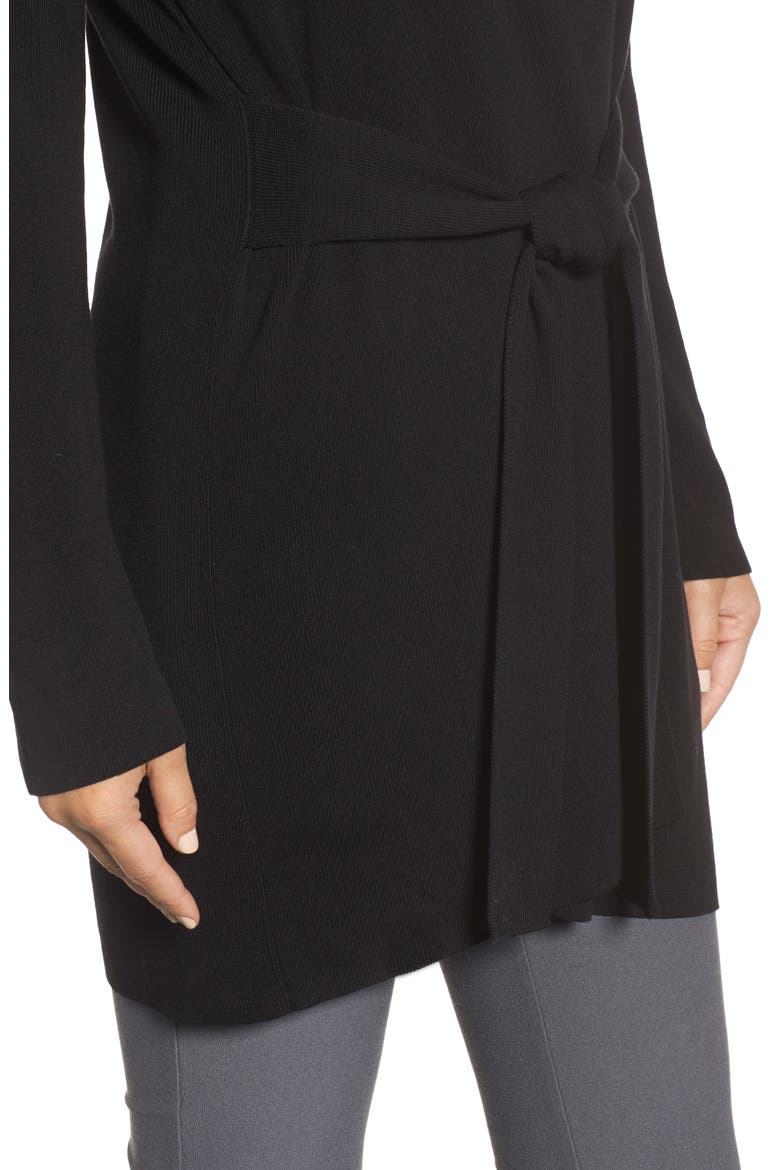 Long Belted Cardigan, Alternate, color, BLACK