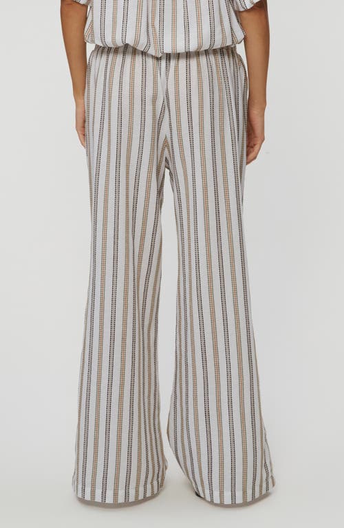 Michael Stars Sita Embroidered Stripe Cotton Wide Leg Pants In Neutral