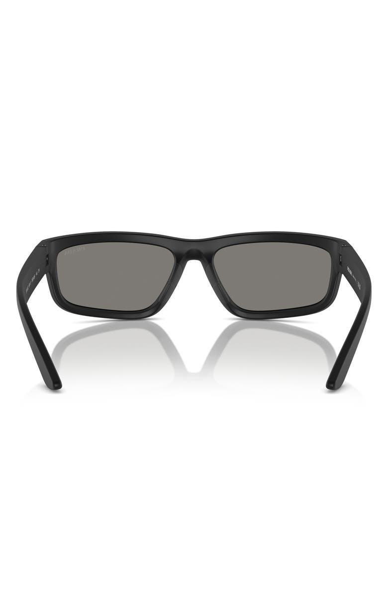 Prada Linea Rossa 59mm Rectangular Sunglasses, Alternate, color, Black Rubber