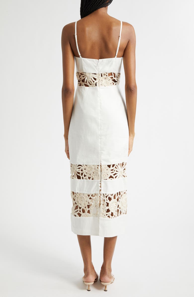Ramy Brook Aaliyah Lacy Inset Midi Dress, Alternate, color, Ivory