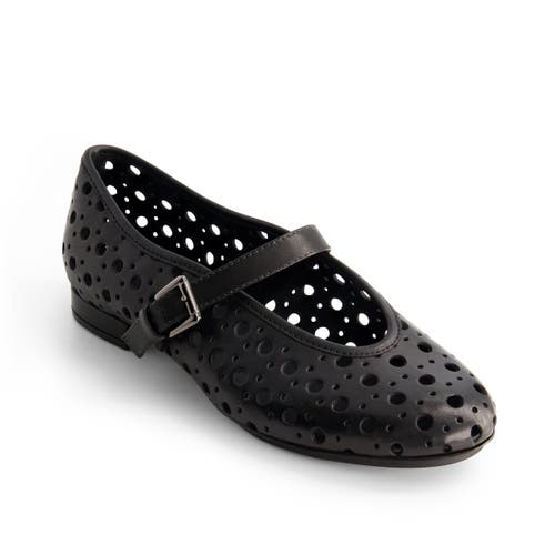 Bernardo Perforated Leather Mary Jane Ballerina Flats