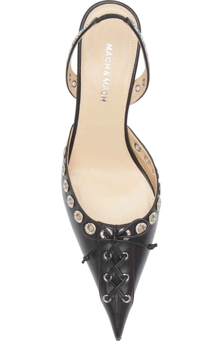 Mach & Mach Corset Crystal Embellished Pointed Toe Slingback Pump, Alternate, color, Black