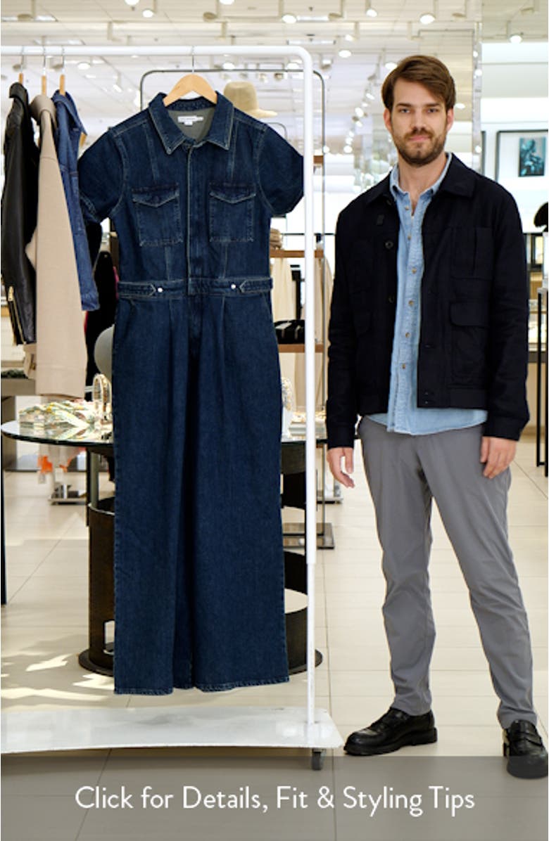 Fit for Success Pleated Wide Leg Denim Jumpsuit, sales video thumbnail