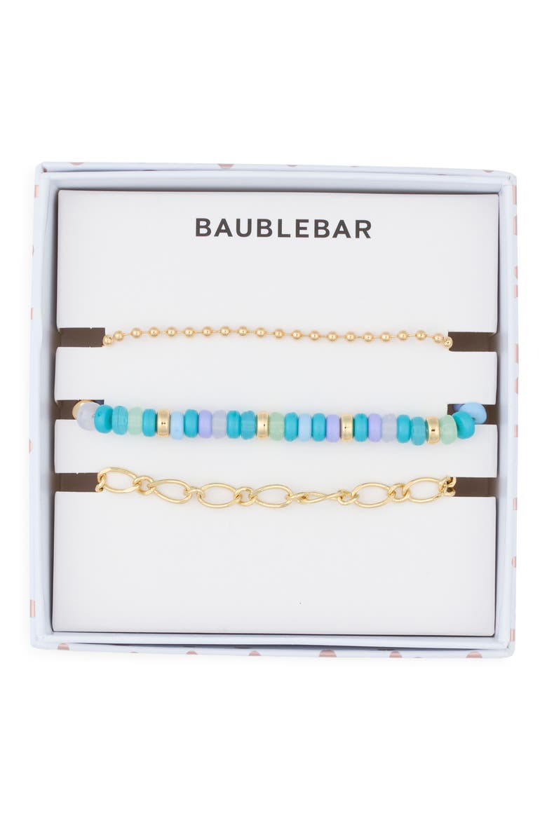 Arm Party Set of 3 Beaded & Chain Bracelets, Main, color, BLUE MULTI