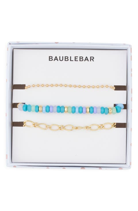Arm Party Set of 3 Beaded & Chain Bracelets