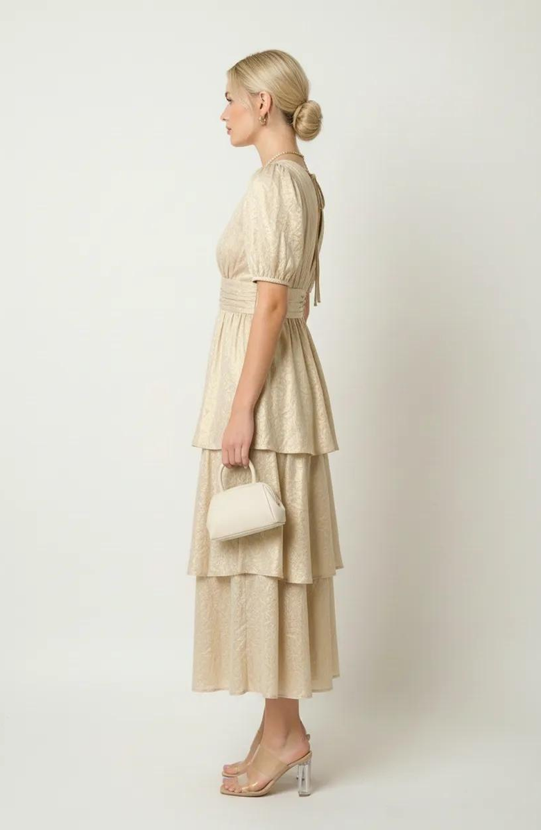 Modenaire Shimmering Maxi Dress, Alternate, color, Champagne Gold