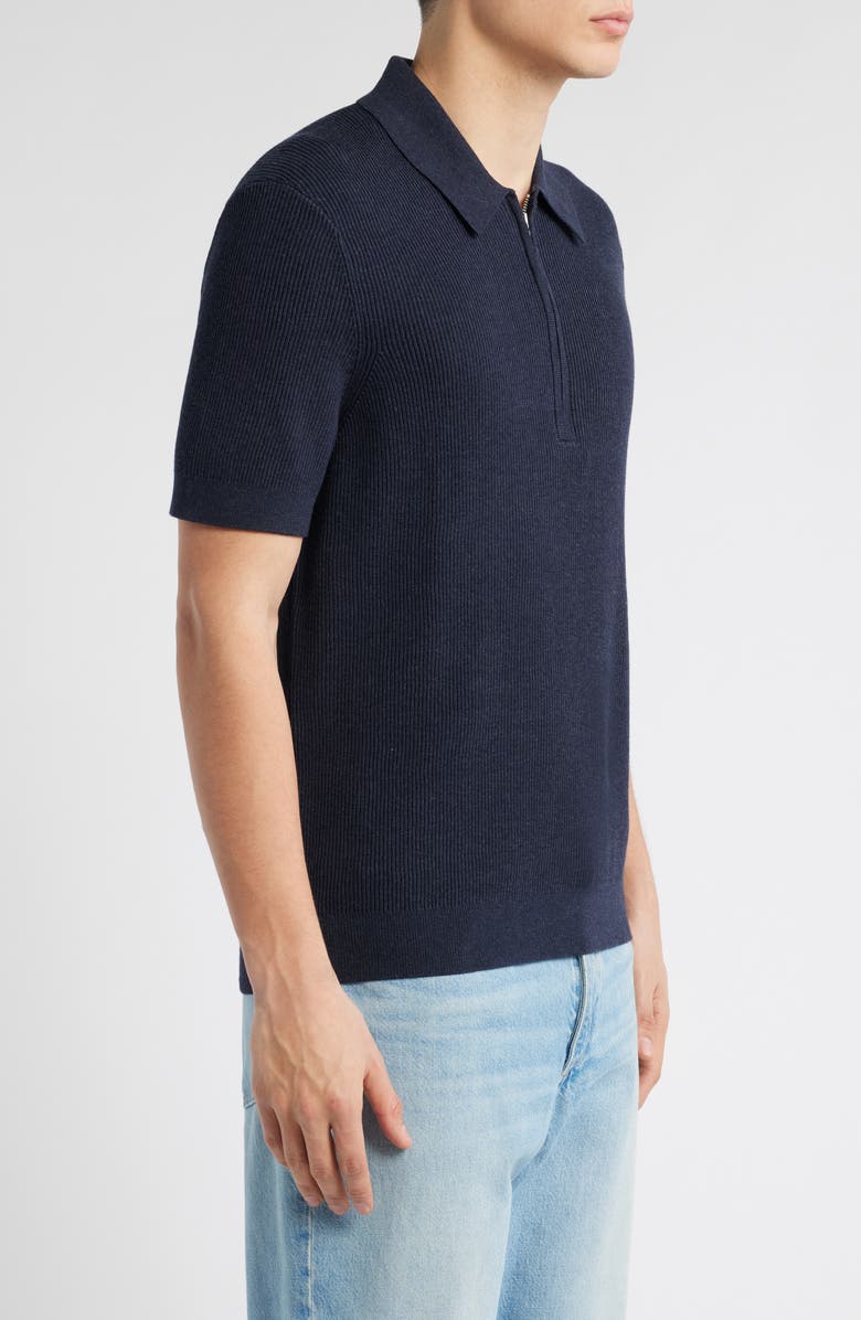 NN07 Hansie 6600 Organic Cotton Quarter Zip Sweater Polo, Alternate, color, Navy Melange