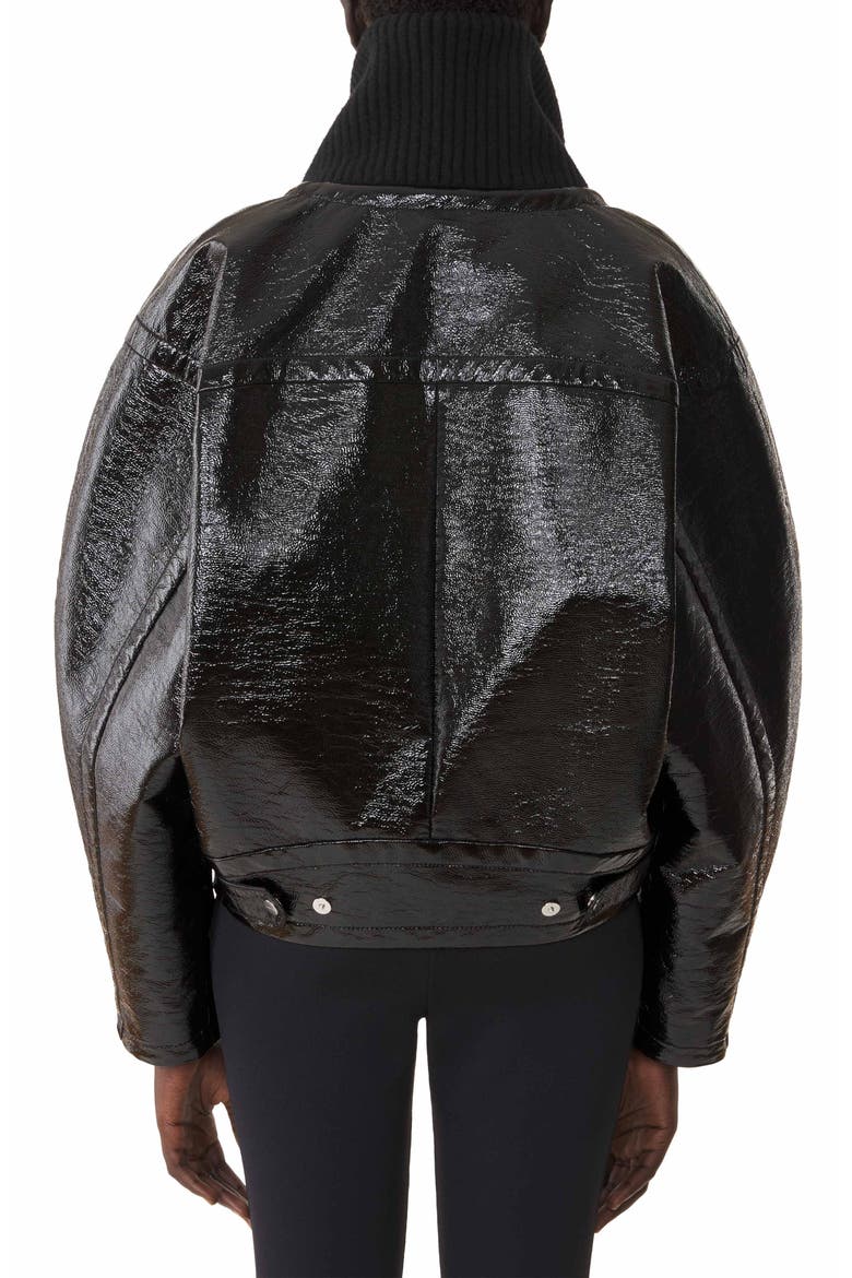 Short Vinyl Coat, Alternate, color, Black