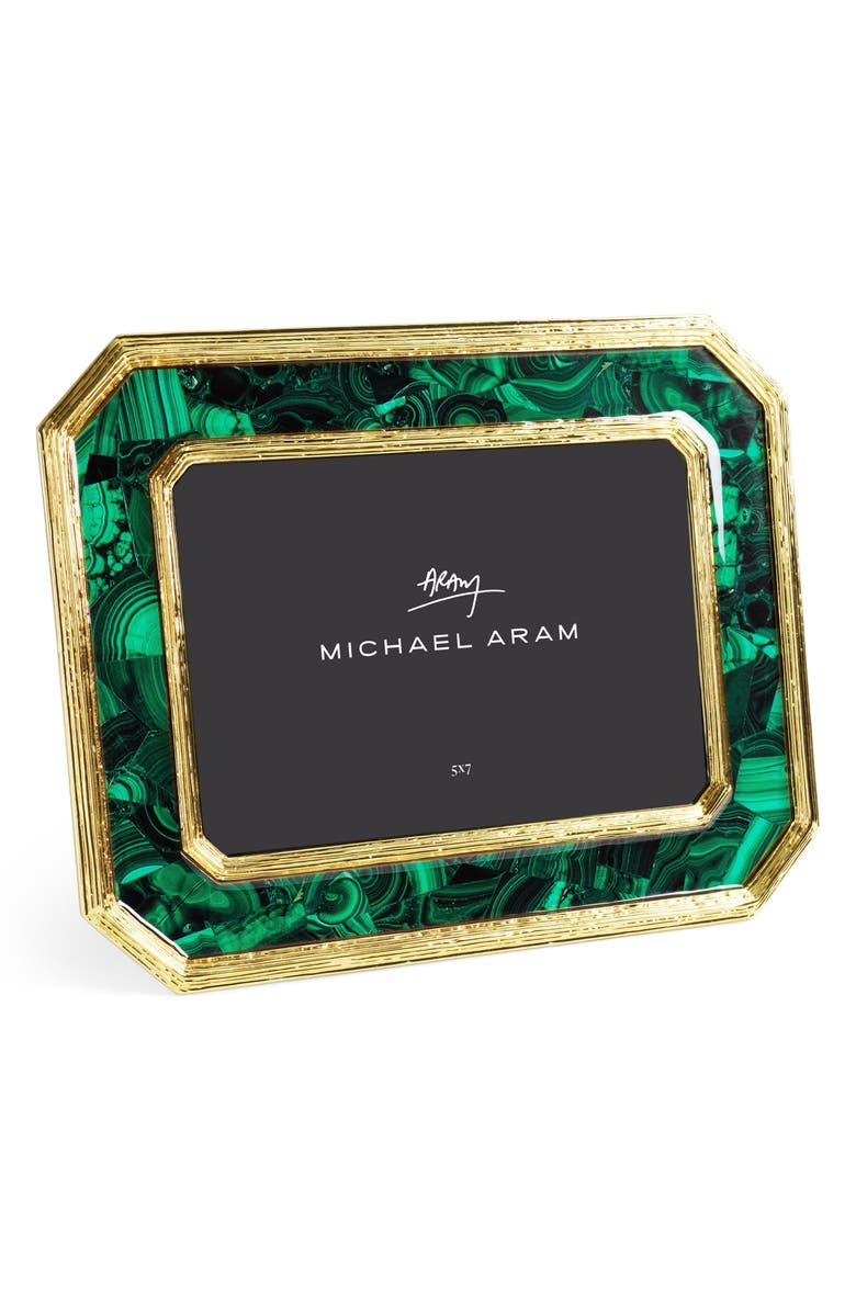Michael Aram Malachite Geometric Picture Frame, Main, color, Green/Gold