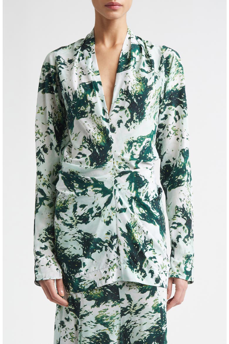 Adela Print Long Sleeve Top, Main, color, DARK GREEN MULTI