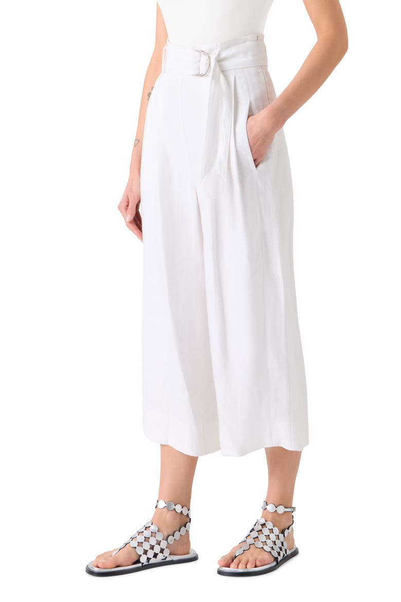 Fiorella High Waist Linen Culottes, Alternate, color, CREAM
