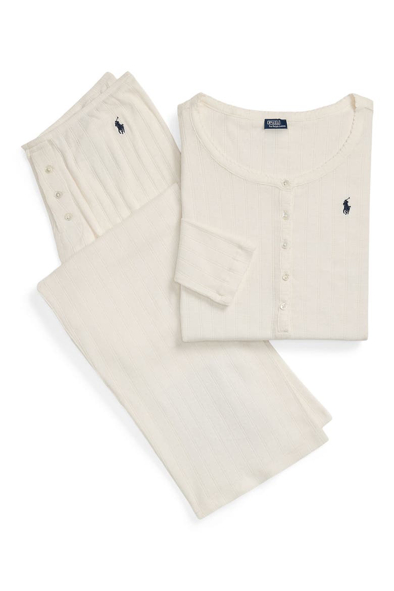 Henley Cotton Pajamas, Alternate, color, EGRET