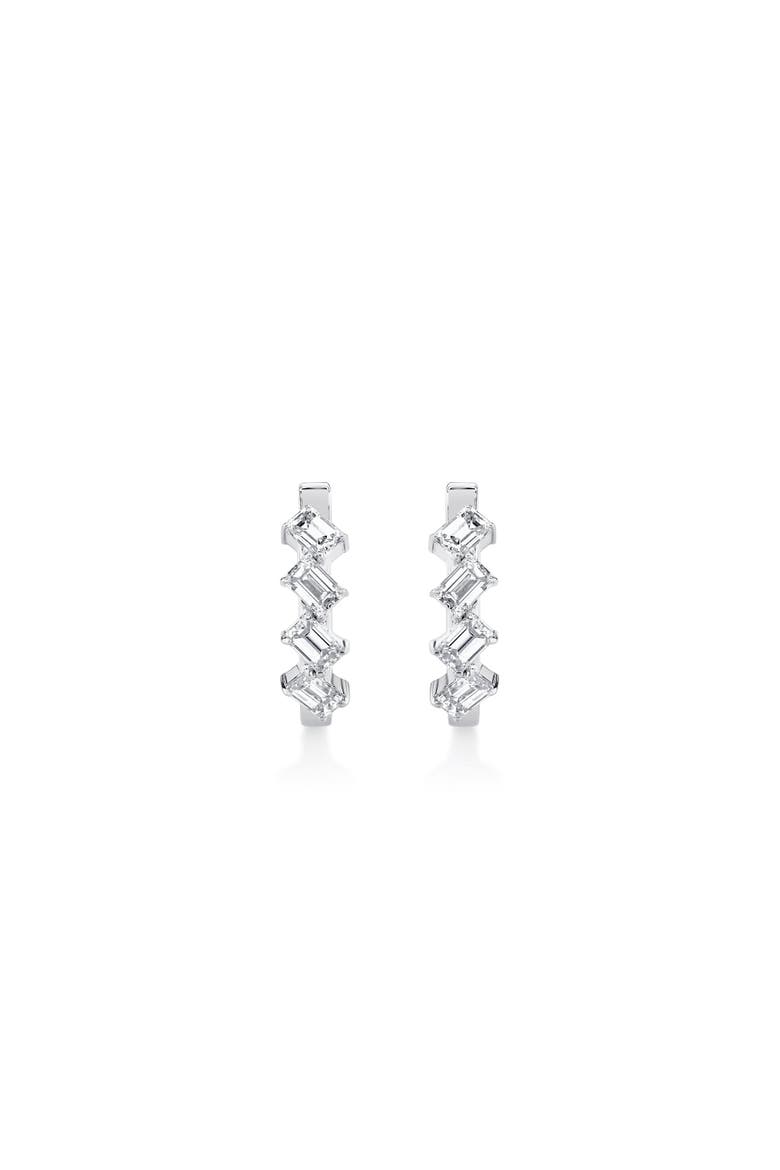 Mini Montage Emerald Cut Diamond Hoops, Alternate, color, 18K Yellow Gold