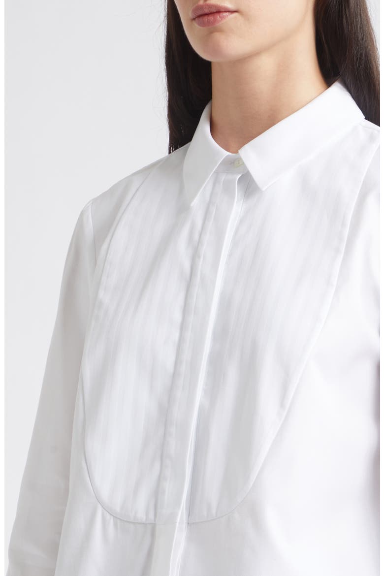 Warren Crop Stripe Bib Cotton Poplin Button-Up Shirt, Alternate, color, WHITE