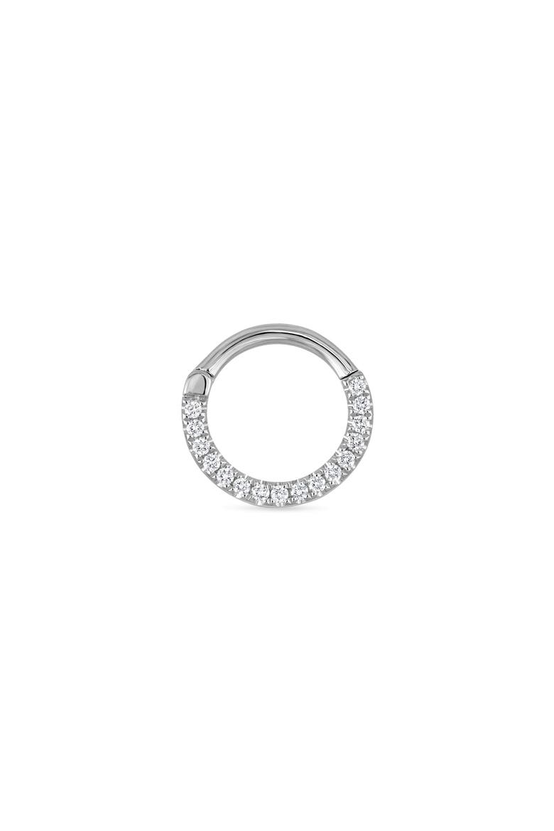 Diamond Horizontal Eternity Single Hoop Earring, 8mm, Main, color, WHITE GOLD