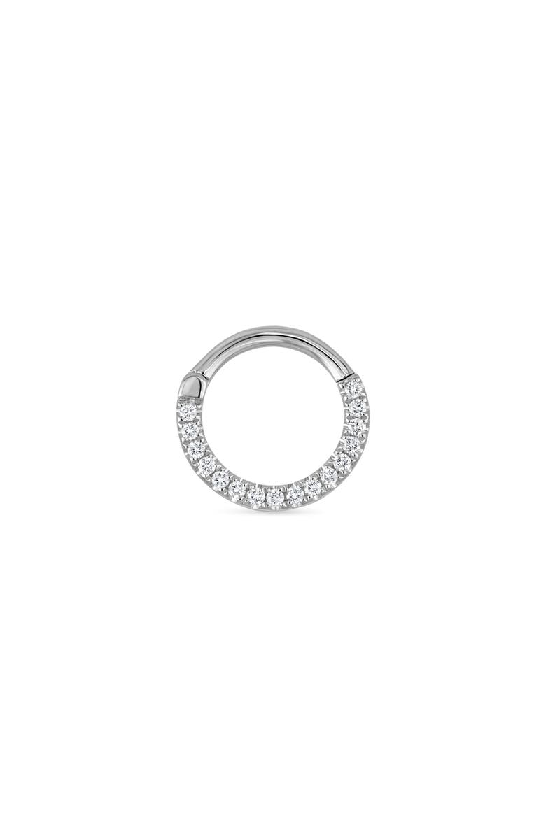 MARIA TASH Diamond Horizontal Eternity Single Hoop Earring, 8mm, Main, color, White Gold