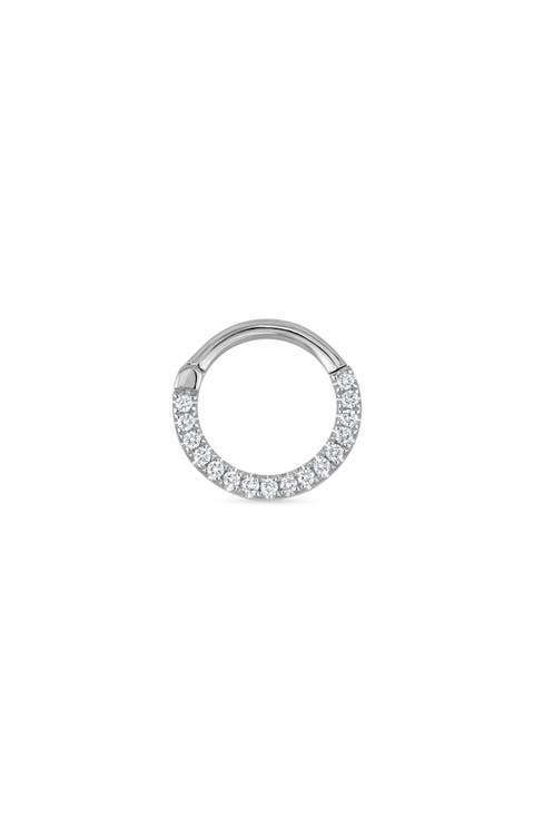Diamond Horizontal Eternity Single Hoop Earring, 8mm