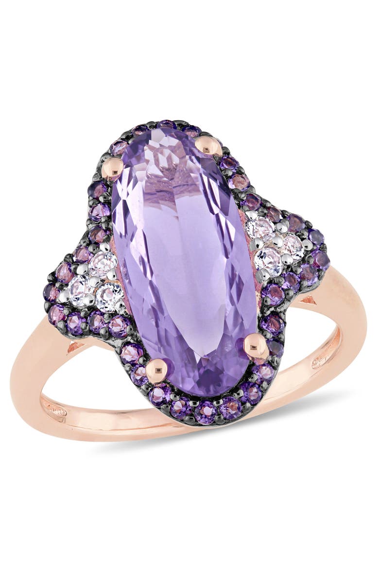 Amethyst & White Topaz Halo Ring, Main, color, Amethyst