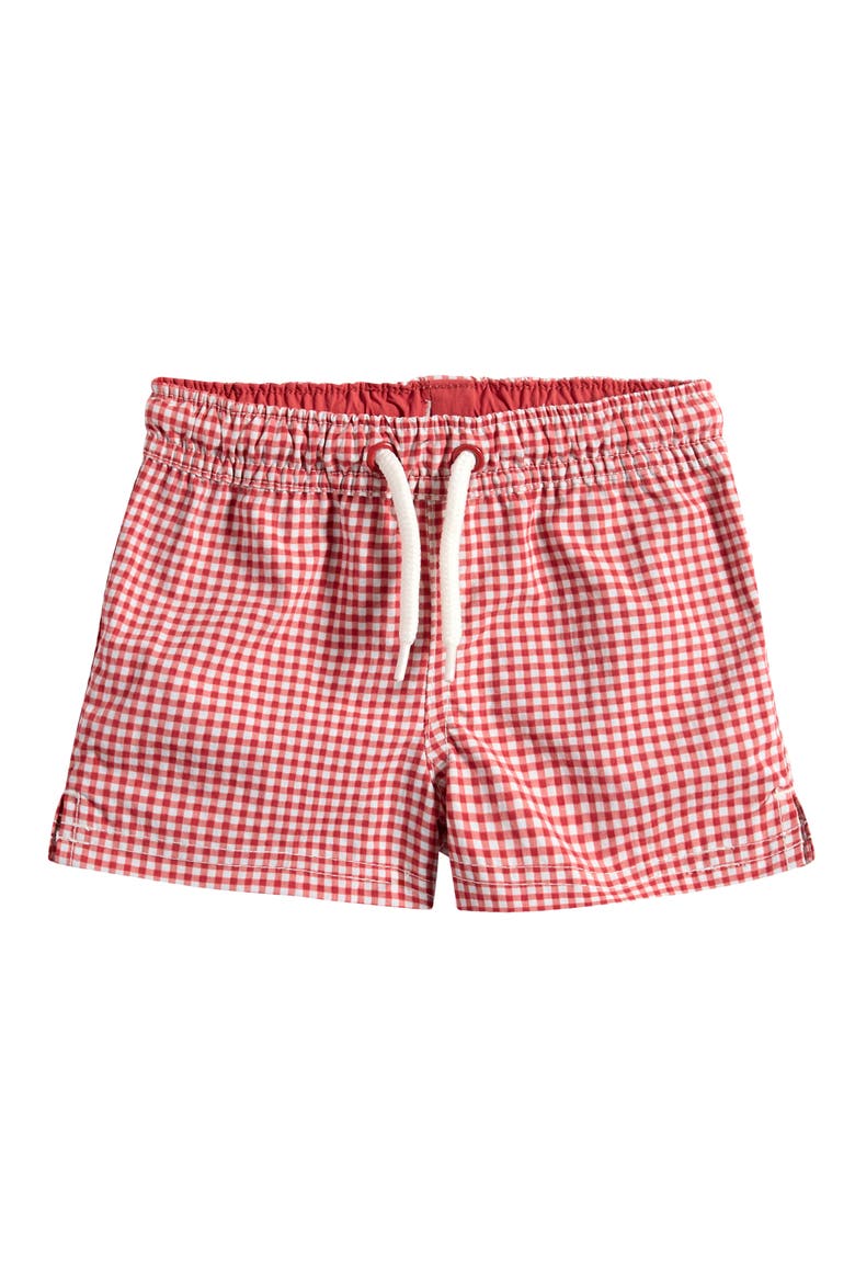 Gingham Print Swim Trunks, Main, color, RED GINGHAM