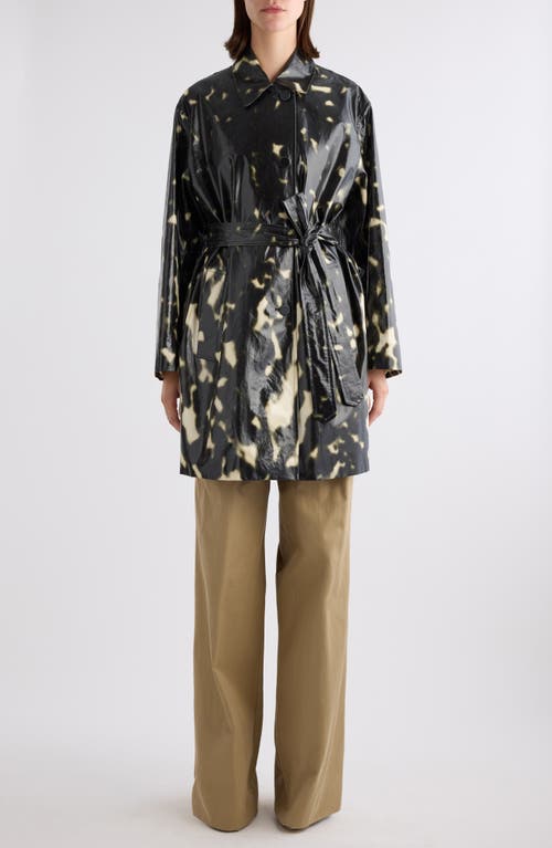 Dries Van Noten Belted Printed Coated Cotton-canvas Trench Coat In Black