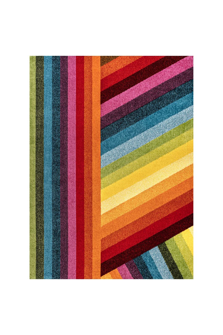 Retro Rainbow Contemporary Stripe Area Rug, Main, color, Multi